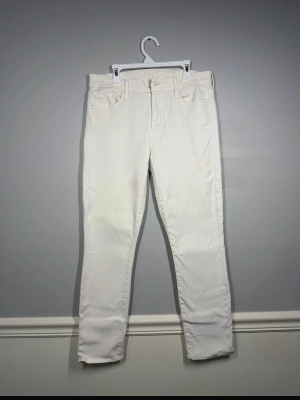 Mother the looker crop white jeans size 28